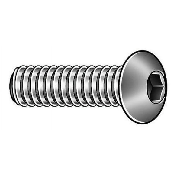 ZORO SELECT MPB3438 1/4"-20 x 5/8" Chrome Low Carbon Steel Button Socket Head Cap Screw, 5 pk.