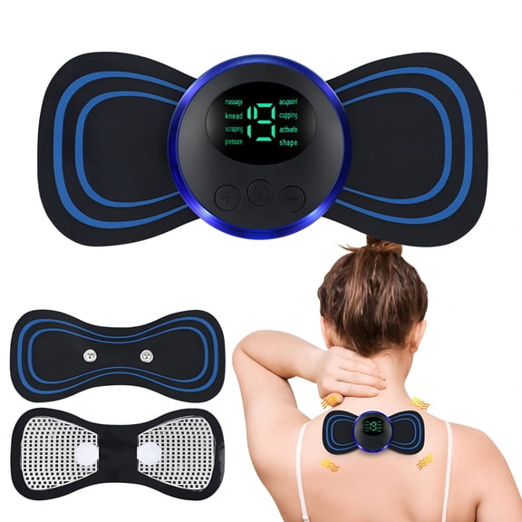 ZORVENA Mini Back Massager Patch with Remote Control 8 Modes 19 Levels Adjustable Usb Rechargeable Neck Shoulder Leg Arm Muscle Full Body Pain Relief Massager Mini Massager