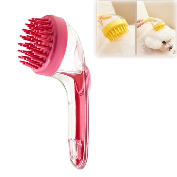 ZORVEX 2-in-1 Dog Bath Brush with Shampoo Dispenser , Dual-Action Pet Grooming Brush for Long/Short Hair Dogs & Cats , Massage Wash Tool for Stress-Free Bathing & Shedding Control