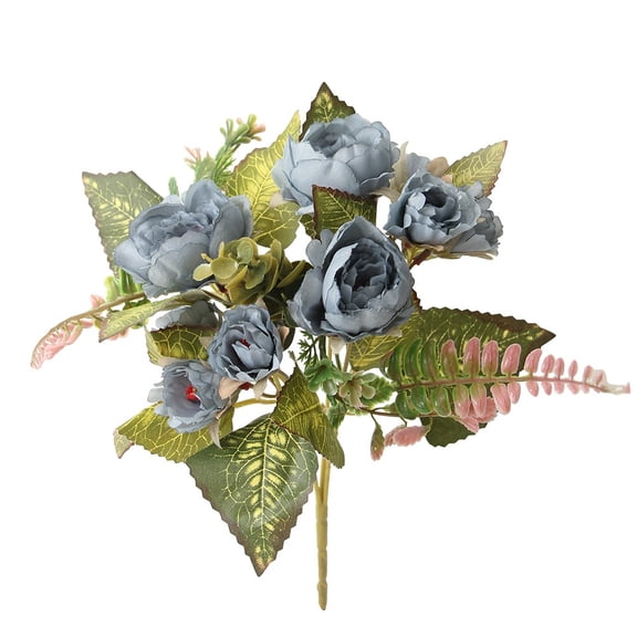 ZORVIK Artificial Flowers Retro Silk Rose Bouquet Hydrangea Peony Vintage Bride Holding Fake Plants Home Wedding Decoration Accessories blue