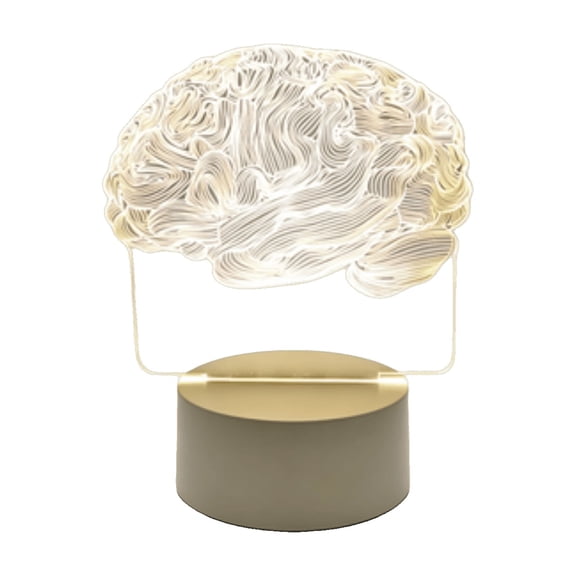 ZORVINEX 3D Anatomical Brainshaped Night Lamp, Opticalillusion LED Desk Light With Metal Base, USB Powered Ornament For Study Space And Themed Indoor Decoration,White