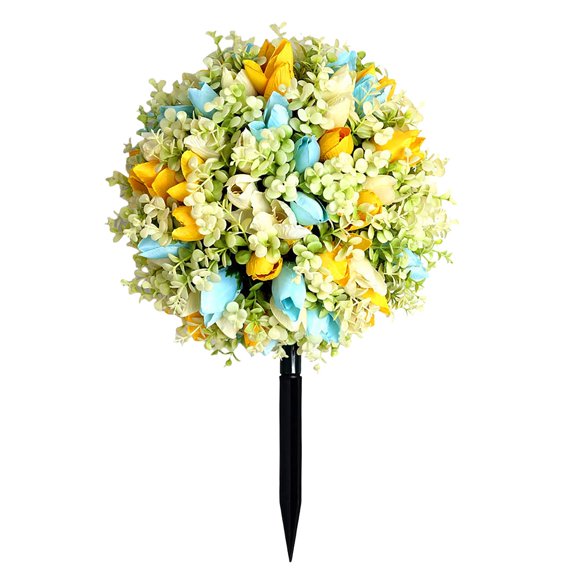 ZORVINEX Artificial Rose Tree Outdoor Decoration, Waterproof & Weather-Resistant Faux Flower Arrangement, Stylish Scene Setup for Garden, Patio & Event Use,Multicolor E