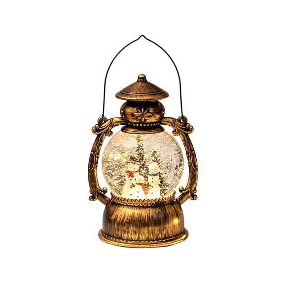 ZORVINEX Christmas Snow Globe Music Box, Vintage LED Night Light With Water Snowfall Effect, Musical Holiday Tabletop Decor Gift For Home Party,Bronze B