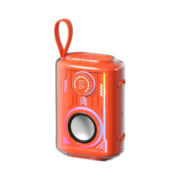 ZORVINEX Mecha Style Portable Bluetooth Speaker Transparent Shell RGB Light Type-C Charging Wireless WiFi Connection Long Lasting Battery Outdoor Audio Decor,Orange