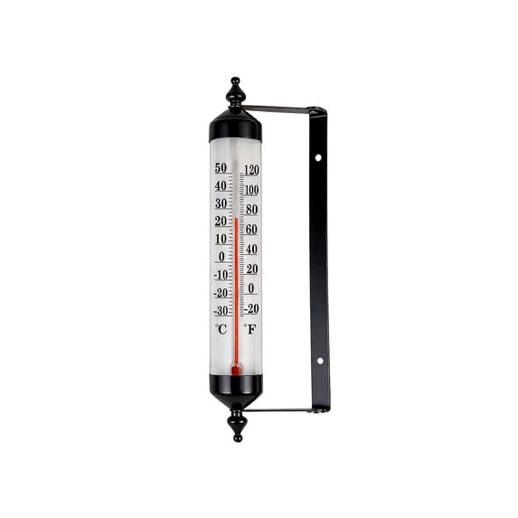 ZORVINEX Outdoor Waterproof Thermometer - Adjustable Angle, Battery-Free, Wall/Window Mount for Garden, Patio, and Home Décor Black