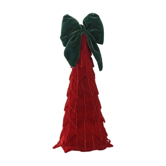 ZORVINEX Velvet Bow Mini Christmas Tree Decoration - Exquisite Holiday Decor for Home and Office, Festive Table Centerpiece with Solid Craftsmanship, Perfect for Shelf and Desktop Display Red