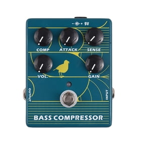 ZORY Compressor Bass Effector Pedal for Electric Bass Guitar 6.35mm Input/Output Interface True Bypass DC 9V 3.9 inches / 10 cm Green Effect Pedal Sturdy Aluminum Alloy Shell