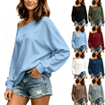 thumbnail image 1 of ZORYEVY Off Shoulder Womens Sweatshirt Fall Casual Pullover Lightweight Sweatshirt for Women Boat Neck Solid Loose Fit Long Sleeve Tops, 1 of 9