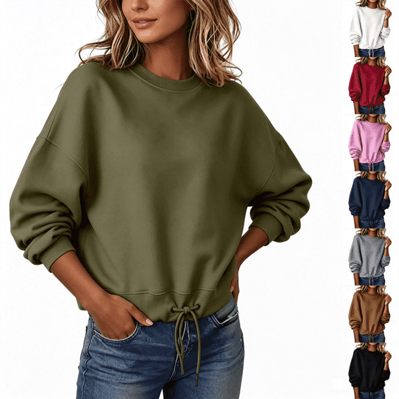 ZORYEVY Pullover Women's Sweatshirt Casual Fall Lightweight Sweatshirts for Women Loose Fit Long Sleeve Solid Crewneck Tops