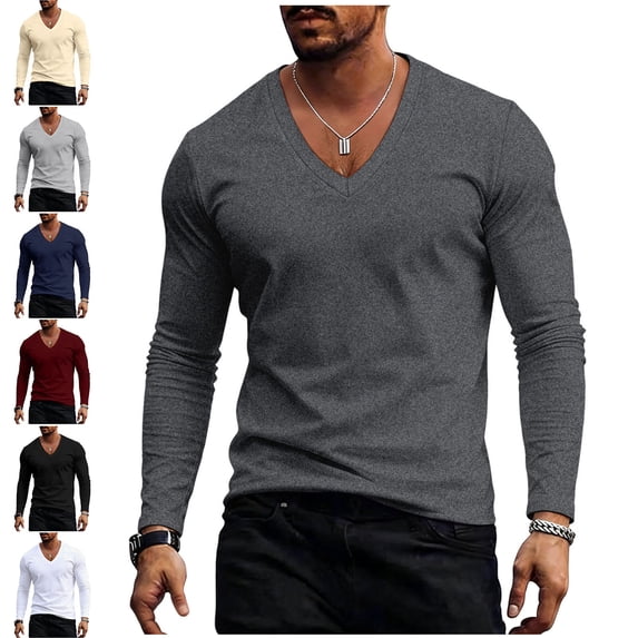 ZORYEVY Workout Long Sleeve T Shirts for Men Athletic Gym Casual Tops for Men V Neck Solid Lightweight Breathable Tops, Khaki XXL
