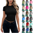 thumbnail image 1 of ZORYEVY Workout Womens T Shirts Basic Gym Thin Summer Slim Fit Tops for Women Stretch Solid Color Short Sleeve Crew Neck Casual Tops, 1 of 6