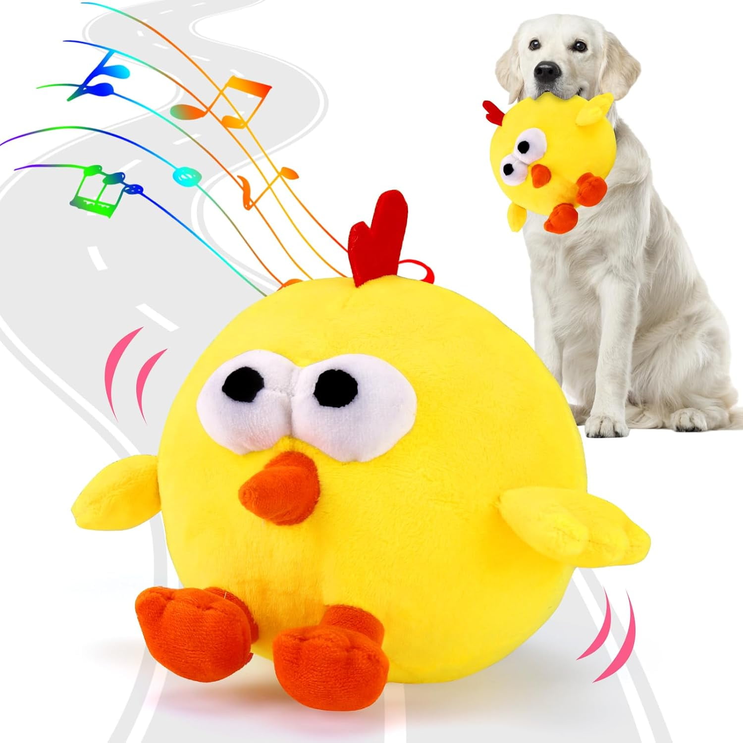 ZOSE Interactive Dog Toys, Crazy Jumping Chicken Dog Toy with Recording and Music Modes, Rechargeable Moving Squeaky Dog Toys for Small/Medium/Large Dogs to Keep Them Busy