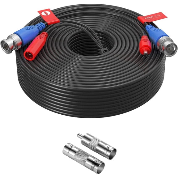 ZOSI 100ft(30M) All-in-One CCTV Video Power Cables,BNC Extension Security Wire Cord for 2MP,1080P,960H,960P,720P Surveillance Camera DVR System with BNC RCA Connector