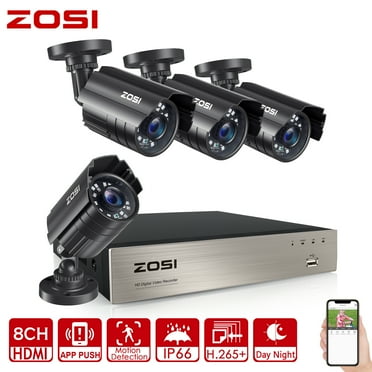 ZOSI 1080P H.265+ Home Security Camera System,5MP Lite 8 Channel Surveillance DVR and 4 x 1080p Weatherproof CCTV Dome Camera Outdoor Indoor with 80ft Night Vision, Motion Alerts, NO Hard Drive