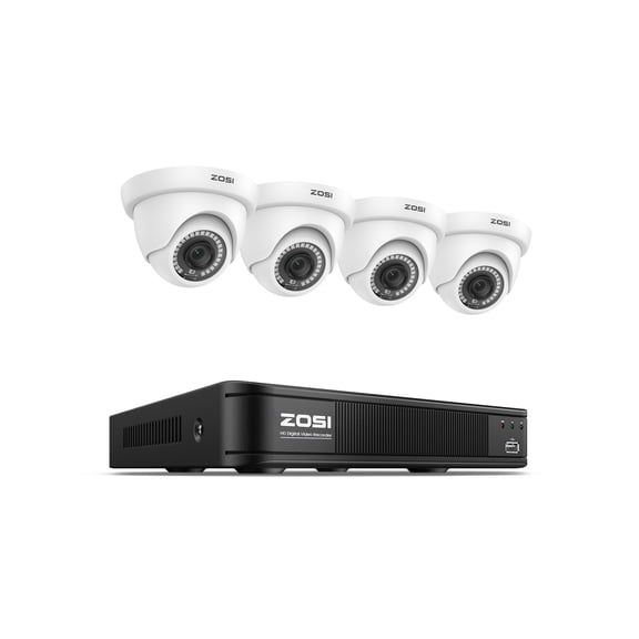 ZOSI 1080P Home Security Camera System, 8 Channel 5MP Lite DVR, 4 Pack 1080P Dome Cameras Indoor Outdoor, AI Human Vehicle Detection, H.265+ Surveillance DVR, 80ft Night Vision, No Hard Drive