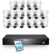 ZOSI 16CH 5MP PoE Security Camera System 4TB HDD, Smart Human/Vehicle Detection, 16pcs Outdoor IP Camera with 2 Way Audio, Color Night Vision