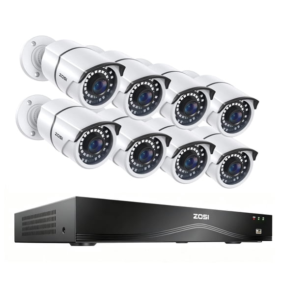 ZOSI 16CH 5MP PoE Security Cameras System, 8MP 16 Channel H.265 NVR and 8pcs 5MP Indoor Outdoor PoE IP Cameras,120ft Night Vision, Free Remote Access, No HDD