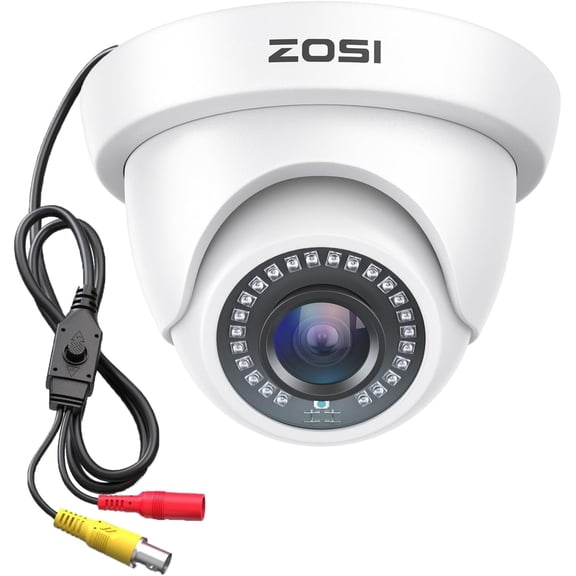 ZOSI 2.0MP HD 1080P 1920TVL Hybrid 4-in-1 TVI CVI AHD 960H CVBS CCTV Dome Security Camera Indoor Outdoor, 80ft Night Vision, IP66 Weatherproof for HD-TVI, AHD, CVI and CVBS/960H Analog DVR(White)