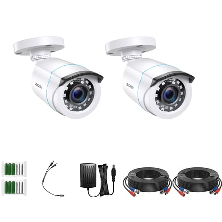ZOSI 2 Pack 1080P 2MP HD TVI Bullet Security Cameras for Outdoor Indoor Surveillance,80ft Night Vision,Weatherproof,Compatibility with 720P,1080P,5MP and 4K HD-TVI/AHD/CVI/Analog CCTV DVR Systems