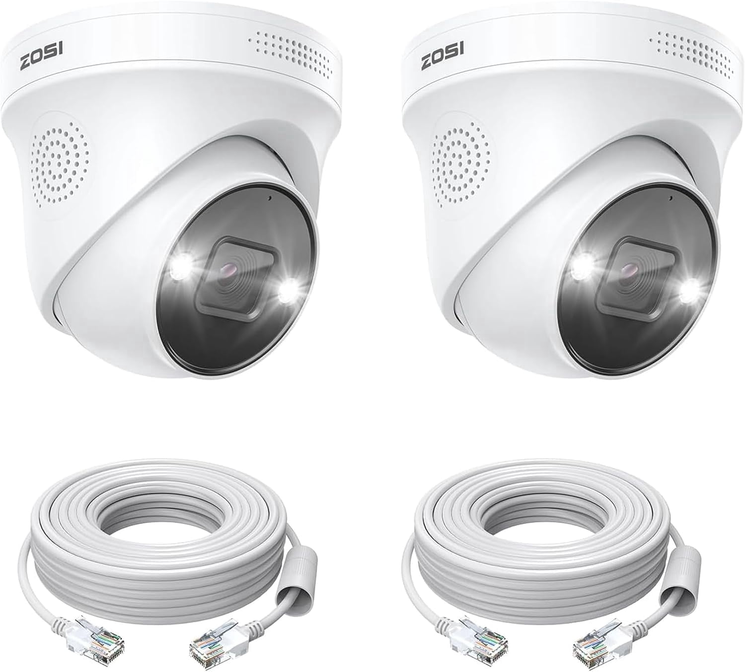 ZOSI 2-Pack 4K PoE Security Cameras with Ethernet Cables,Person/Vehicle ...