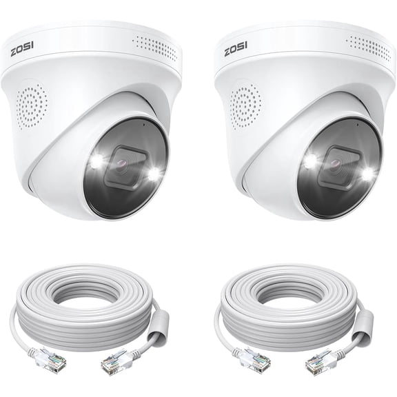 ZOSI 2-Pack 4K PoE Security Cameras with Ethernet Cables,Person/Vehicle Detection,2-Way o,Weatherproof,Night Vision,8MP Outdoor Indoor Home Dome Camera Only Compatible with Same Brand 4K POE NVR