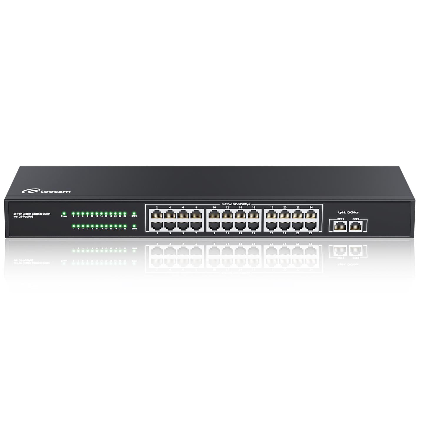 ZOSI 24 Port Gigabit PoE Switch with 2 Gigabit Uplink Ports