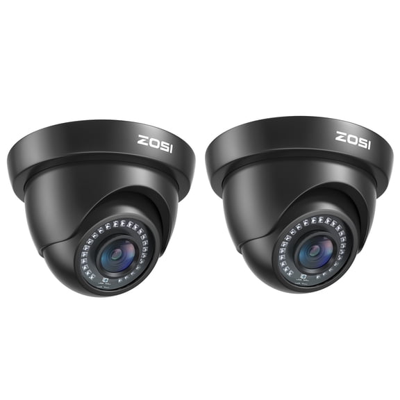 ZOSI 2Pack 2.0MP HD 1080P Security Cameras Kit, 80ft Night Vision, Indoor Outdoor Home CCTV Dome Cameras for 1080P/5MP/4K HD-TVI Analog DVR System