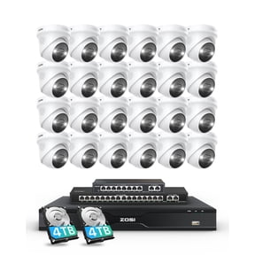 ZOSI 32 Channel 4K PoE Security Camera System, 24-Pack 8MP Spotlight Cameras with Face Person Vehicle Detection, 2-Way Audio, 8TB NVR with HDD for 24/7 Recording