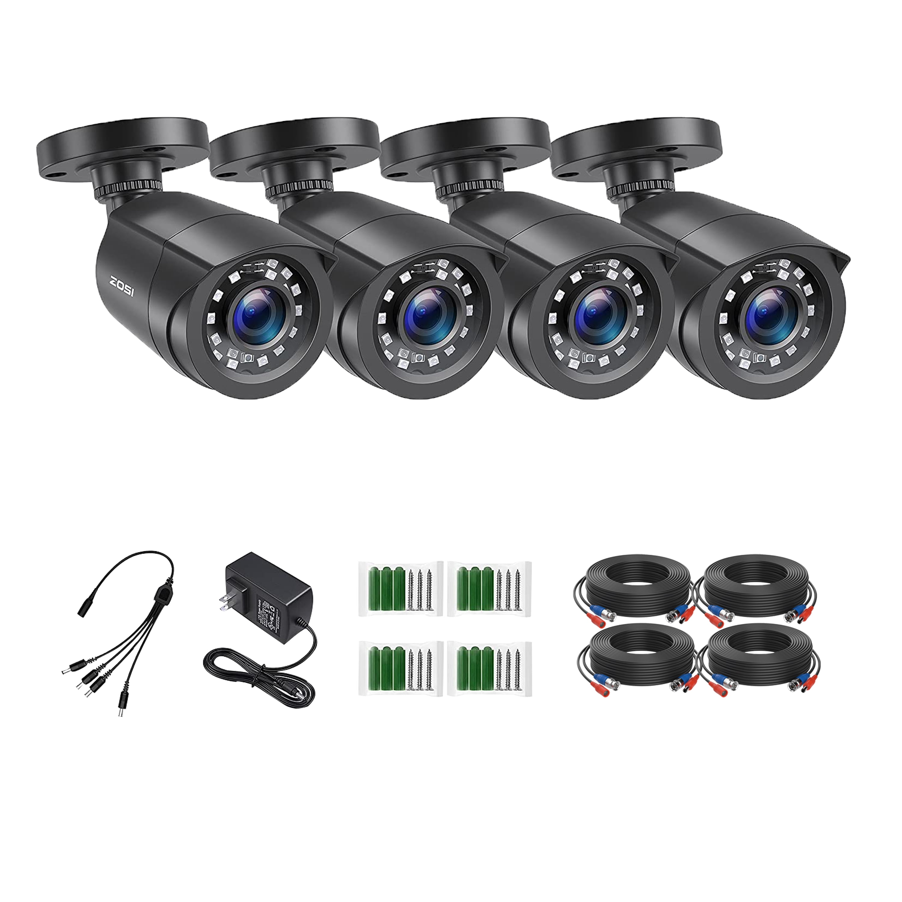 ZOSI 4 Pack 2.0 Megapixel 1080P HD-TVI Security Cameras for 1080N/1080P/5MP/4K Analog DVR Systems