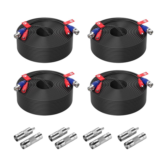 ZOSI 4 Pack 100Feet 30m BNC Video Power Cable Security Camera Wire Cord for Surveillance CCTV DVR Surveillance System