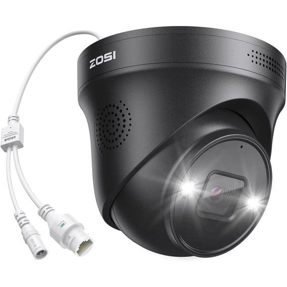 ZOSI 4K PoE Add On Camera,Person Vehicle Detection, Color Night Vision, Sound & Light Siren, Two Way o, 8MP Weatherproof Home Security Dome Cam for Outdoor Indoor, Only Work 4K PoE NVR