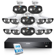 ZOSI 4K Spotlight POE Security Camera System, 16CH 4K POE NVR with 4TB HDD, 16pcs Outdoor PoE IP Surveillance Camera, Two Way Audio, AI Human Detection