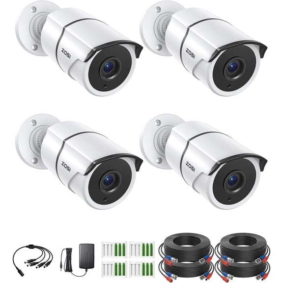 ZOSI 4PACK 1920TVL 1080P HD TVI Security Cameras 120ft Night Vision CCTV Cameras Home Security Day/Night Waterproof Camera for 720P,1080P,5MP,4K HD-TVI Analog DVR Systems