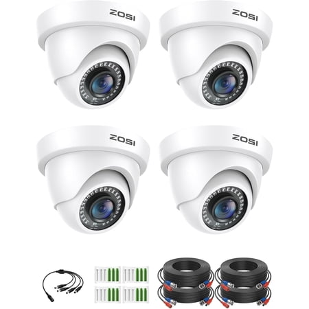 ZOSI 4Pack 2.0MP HD 1080P Security Cameras Kit, 80ft Night Vision, Indoor Outdoor Home CCTV Dome Camera for 1080P/5MP/4K HD-TVI Analog DVR System