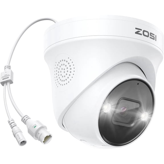 ZOSI 5MP PoE Add-on Camera,Person Vehicle Detection,2 Way o,Color Night Vision,Spotlight Siren,Weatherproof Outdoor Indoor Dome Home Security Camera Only Compatible with Same Brand 5MP 4K POE NVR
