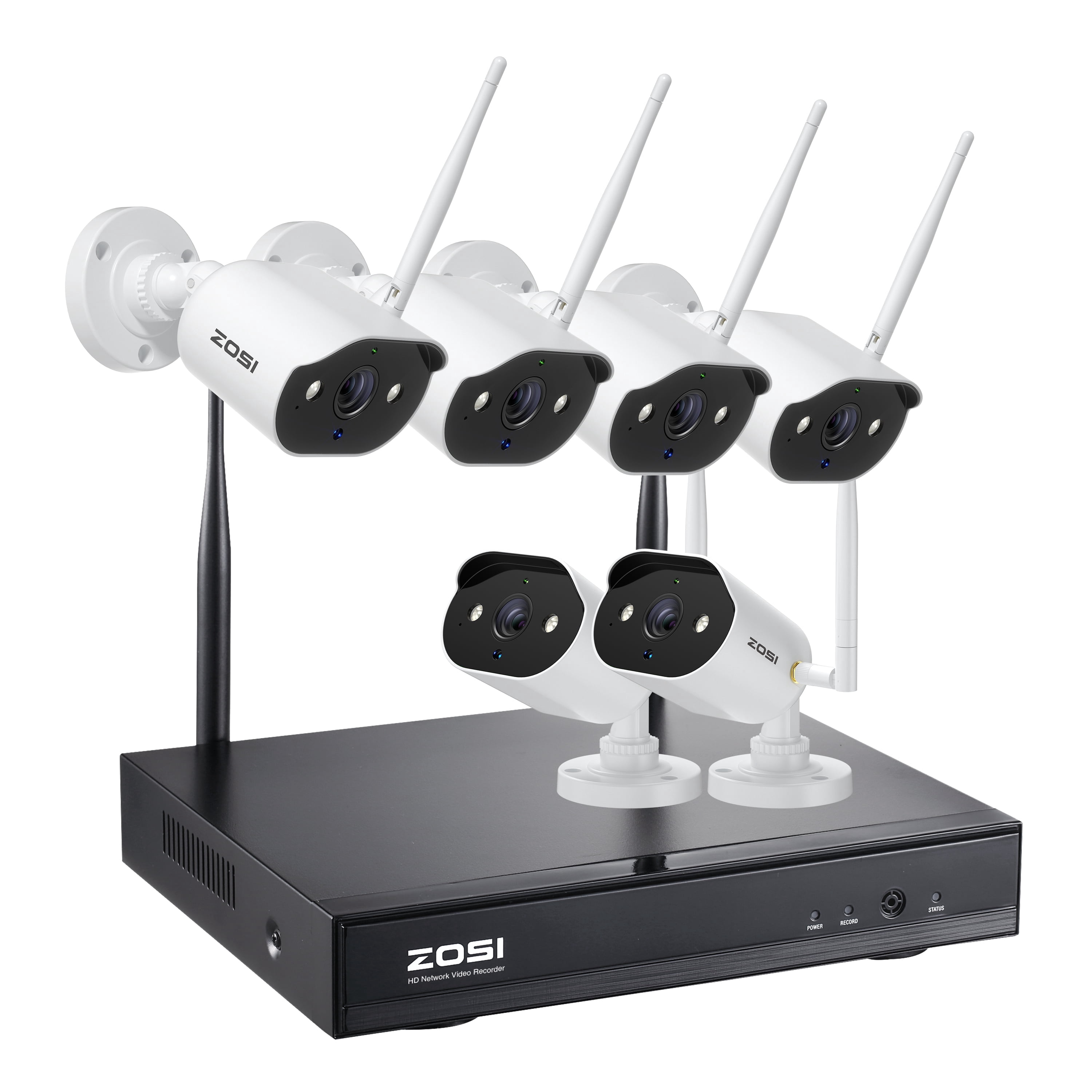 ZOSI 8CH 2K Wireless Security Camera System, 6 x 3MP WiFi Cameras Indoor/Outdoor, Color Night Vision, Spotlight, 2-Way Talk, Light & Siren Alarm, 3MP 8CH NVR (No Hard Drive)