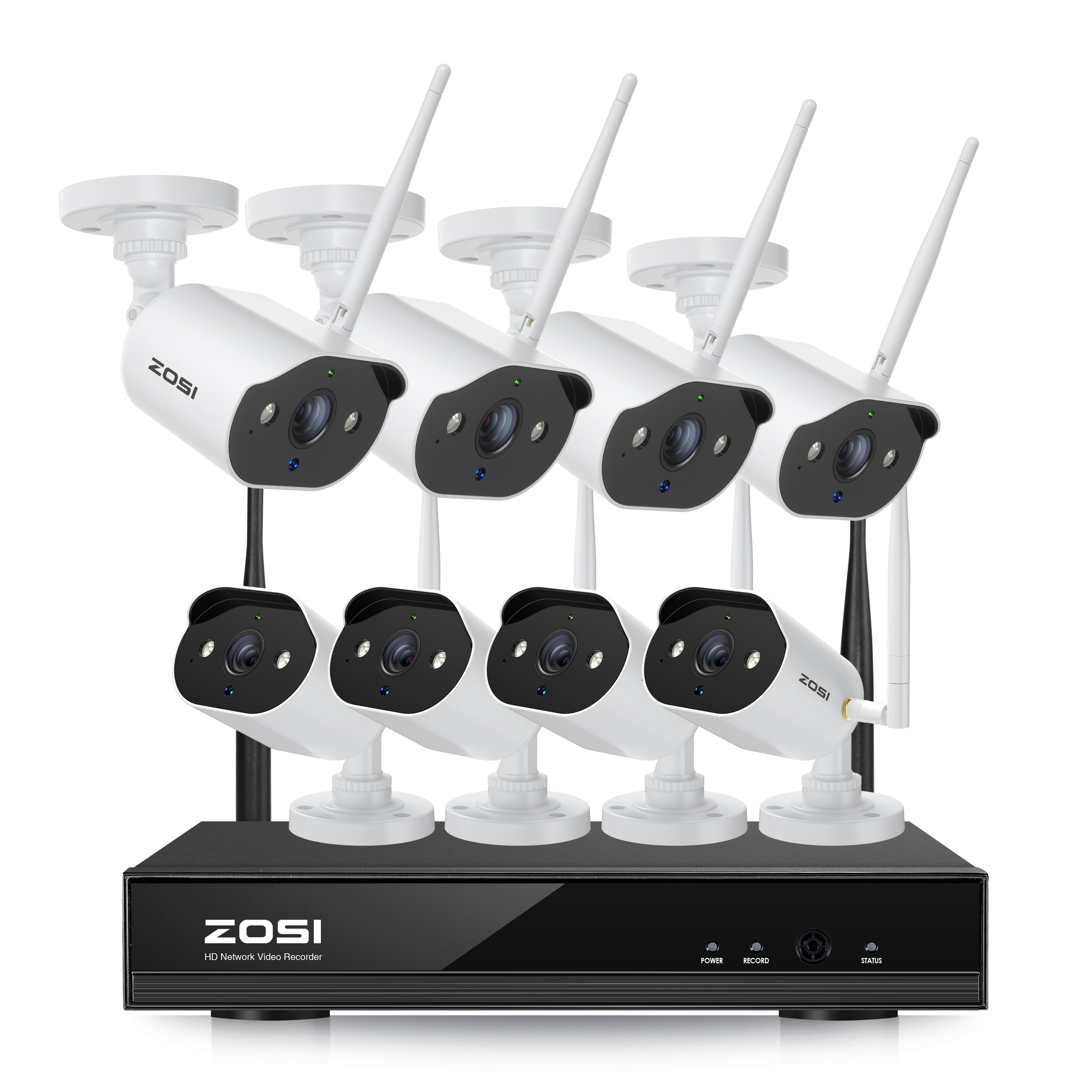 ZOSI 8CH 2K Wireless Security Camera System, 8 x 3MP WiFi Cameras Indoor/Outdoor, Color Night Vision, Spotlight, 2-Way Talk, Light & Siren Alarm, 3MP 8CH NVR (No Hard Drive)
