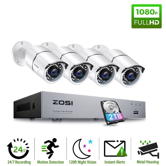 ZOSI 8CH 5MP Lite DVR CCTV Home Security System 1080P Surveillance Camera Outdoor 2TB HDD