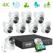 ZOSI 8MP POE CCTV Security Camera System، 4k 8CH NVR with 2TB HDD for 24/7 Recording، 8pcs Outdoor PoE IP Cameras with Two Way Audio، Smart Person / Vicle Detection