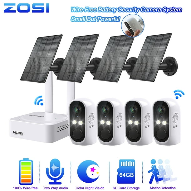 ZOSI Battery 2K Wireless Security Camera System with Solar Panel, 100