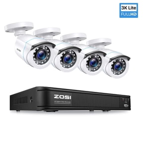 ZOSI H.265+ 3K Lite Security Camera System, 8CH 5MP Lite DVR(NO HDD), 4X HD 1920TVL Indoor Outdoor Waterproof CCTV Cameras ,Motion Alert,Remote Access