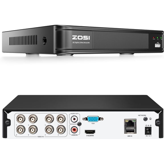 ZOSI H.265+ 5MP 3K Lite CCTV DVR 8 Channel Full 1080p, AI Human Vehicle Detection, Remote Access, Hybrid Capability 4-in-1(Analog/AHD/TVI/CVI) Surveillance for Security Camera (No Hard Drive)