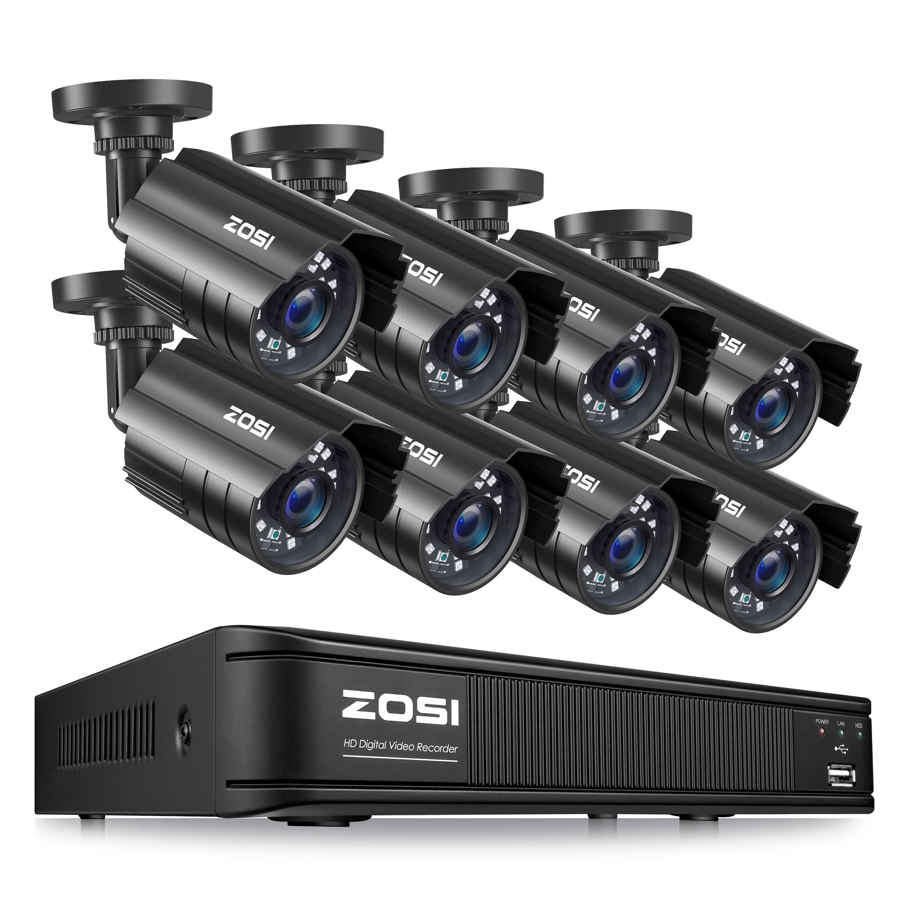 ZOSI H.265+ 5MP Lite Home Security System 1080P CCTV Camera 8CH TVI DVR Home Outdoor No Hard Drive