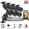 thumbnail image 1 of ZOSI H.265+ 8CH 5MP Lite DVR 1080P Home Security Camera System Outdoor, 8pcs 1080P 1920TVL Surveillance Weatherproof Bullet Cameras,80ft IR Night Vision,Motion Alert,Remote Access(No HDD , Wired), 1 of 14