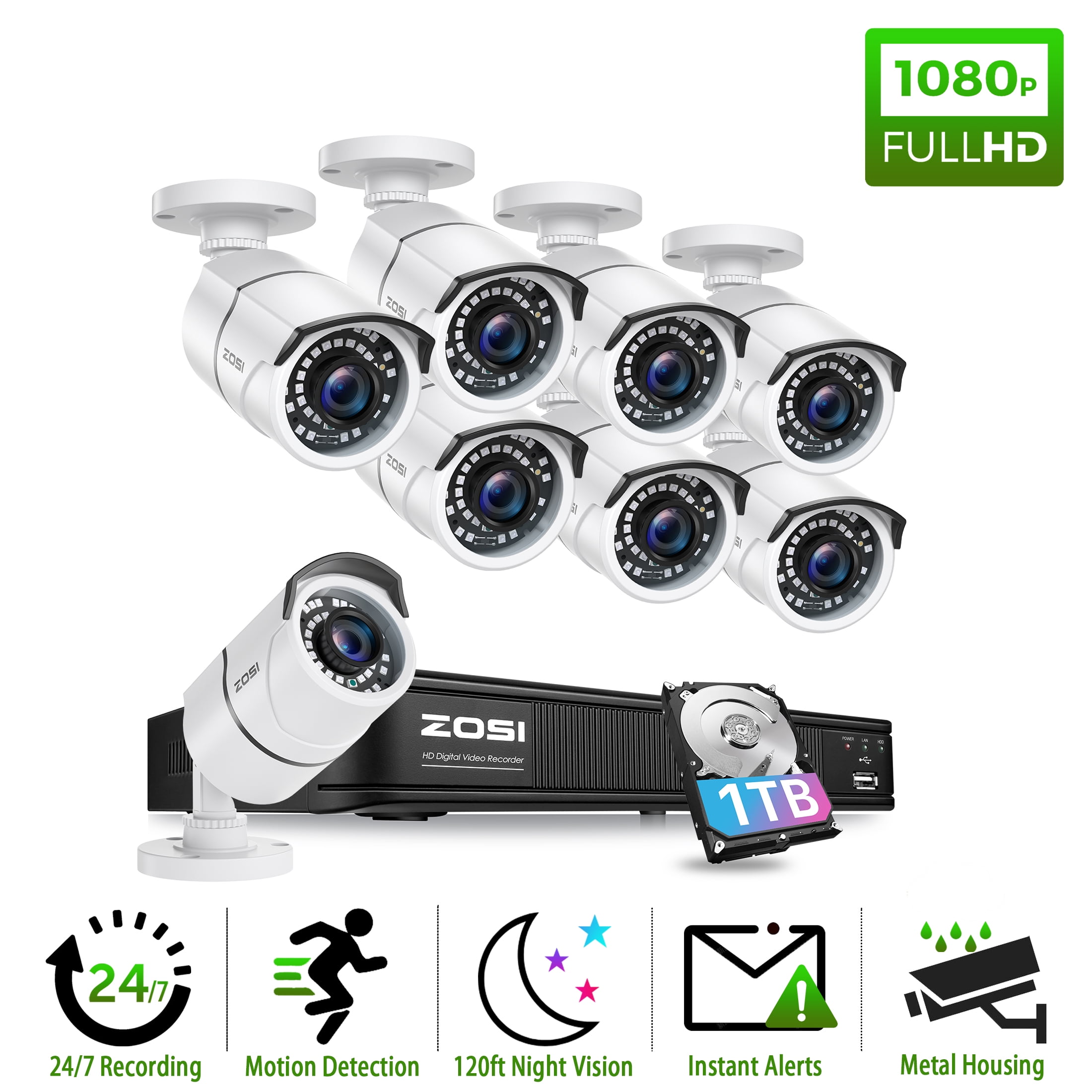 ZOSI H.265 8CH 5MP Lite 4-in-1 Surveillance DVR Recorders With Hard Drive 2TB - Foto 6