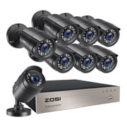 ZOSI HD 1080P 8 Channel DVR Outdoor Security System with 8PCS Night Vision Bullet Cameras Easy Remote Access, No Hard Drive