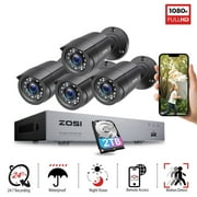 ZOSI HD 1080p 8-Channel H.265+ 5MP Lite CCTV Security Camera System with 2TB Hard Drive, Home Outdoor Wired Surveillance Camera, Remote Access, 24/7 Record