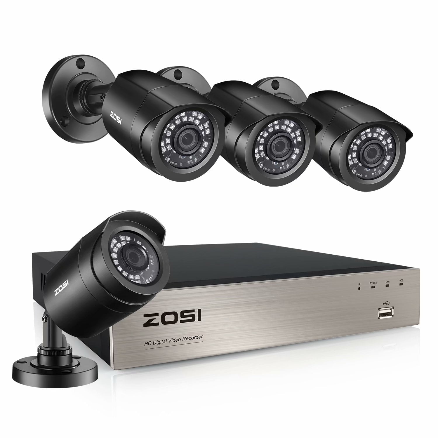 ZOSI 8CH 1080p Security System, H.265+ DVR, 4X Indoor/Outdoor