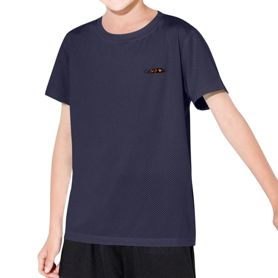 ZOSOED Girls Solid T Shirts Loose-Fitting Crewneck Casual Shirts with Stich Navy 10-11 Years