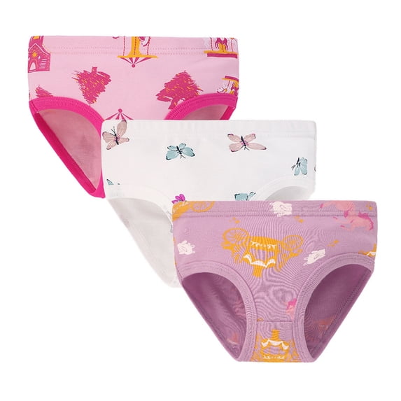 ZOSOED Girls Underwear 3 Pack Cotton Soft Breathable Kids Panties with Carousel/Butterfly Print Pink 3T